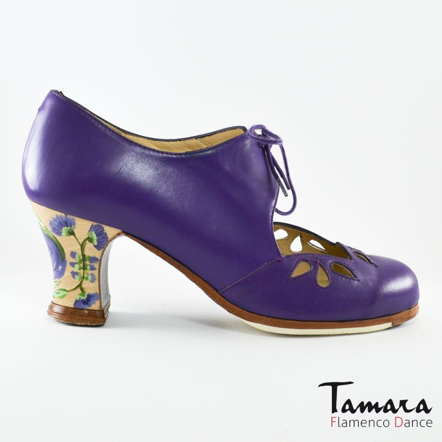 Zapatos de flamenco Petalos Morado Carrete 6cm Casilda Morado 43