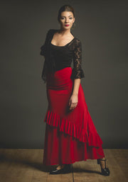 Falda flamenco Tanguera - Punto elástico Rojo