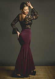 Falda flamenco Mirella - Punto elástico Cardenal oscuro