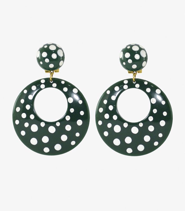 Pendientes flamencos - Lunares Blancos 7.5 cm