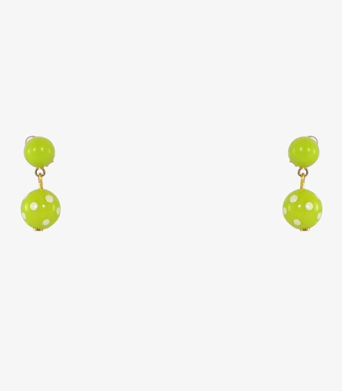 Pendientes Diseño 05 verde claro lunar blanco