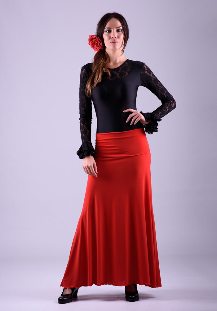 Falda flamenco Almería - Viscosa con volante de encaje