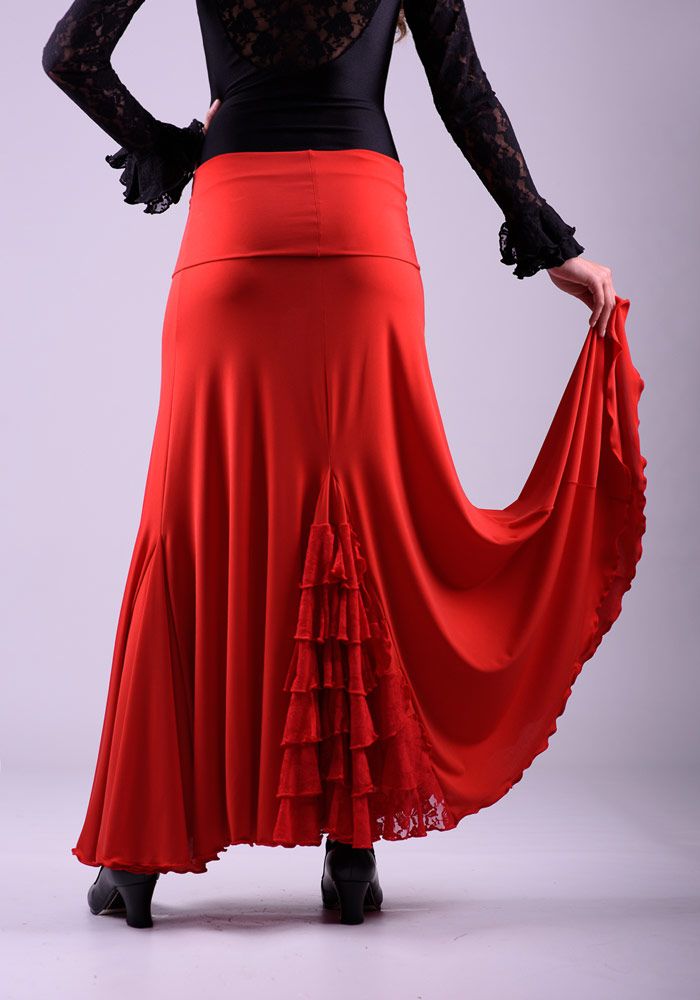 Falda flamenco Almería - Viscosa con volante de encaje