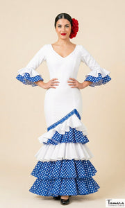 Traje de flamenca Alegria Blanco/Azulina