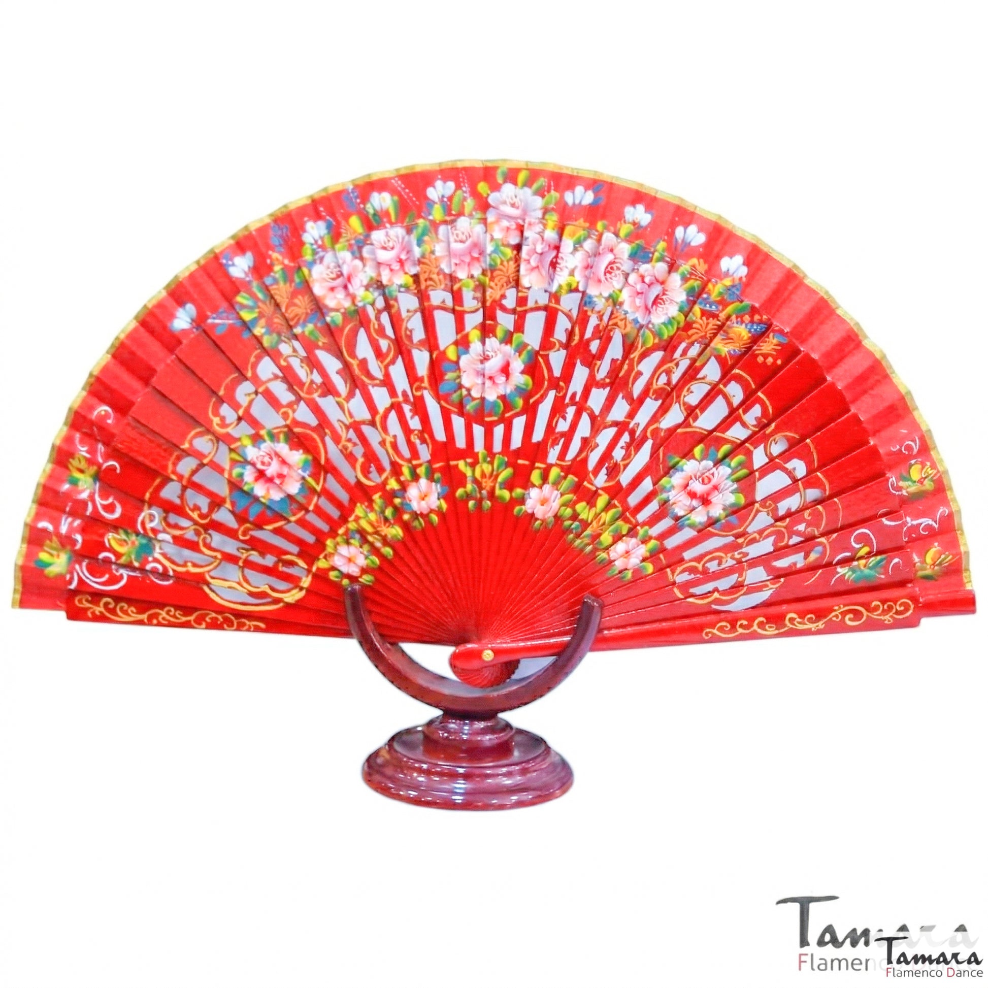 Abanico español pintado (23 cm) - Diseño 3 Rojo