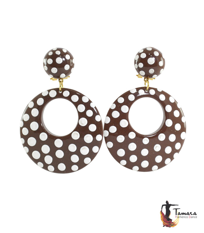 Pendientes flamencos - Lunares Blancos 5.5 cm Marron