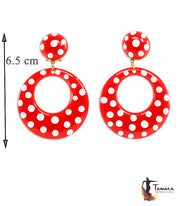 Pendientes flamencos - Lunares Blancos 6.5 cm