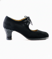 Zapatos de flamenco Fandango ante/serpiente Negro Ante y Serpiente