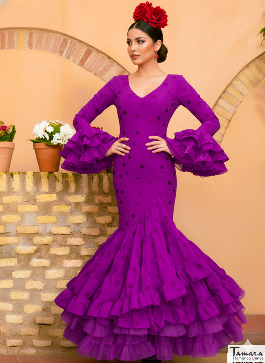 Traje de flamenca Verso Bougambilla lunares