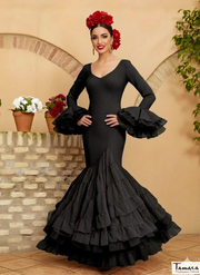 Traje de flamenca Verso Negro gasa lunar