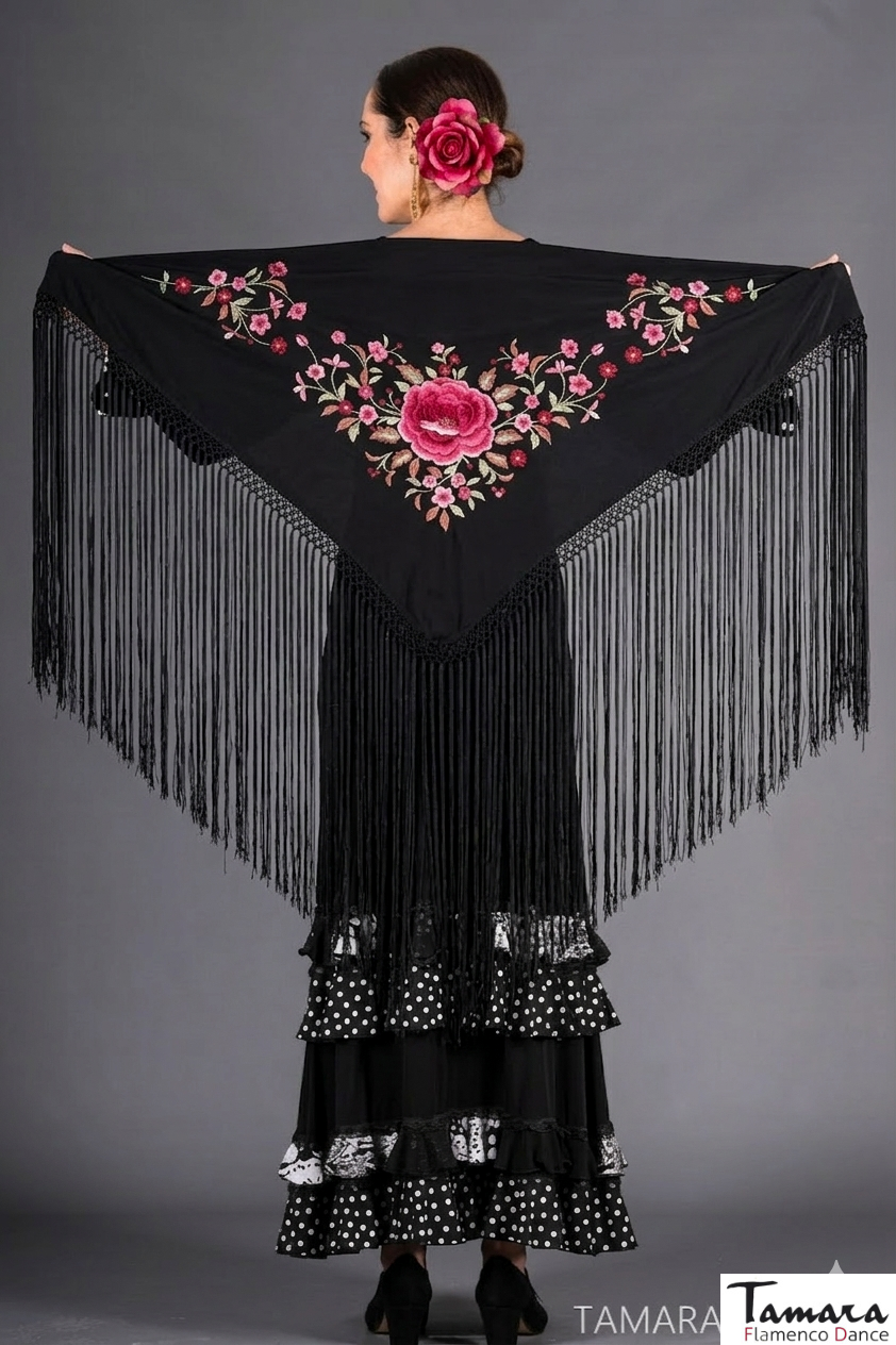 Tuscan Shawl - Pink/Burgundy Embroidery