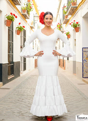 Traje de flamenca Selena Blanco