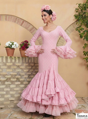 Traje de flamenca Verso Rosa claro lunares rosa bebe