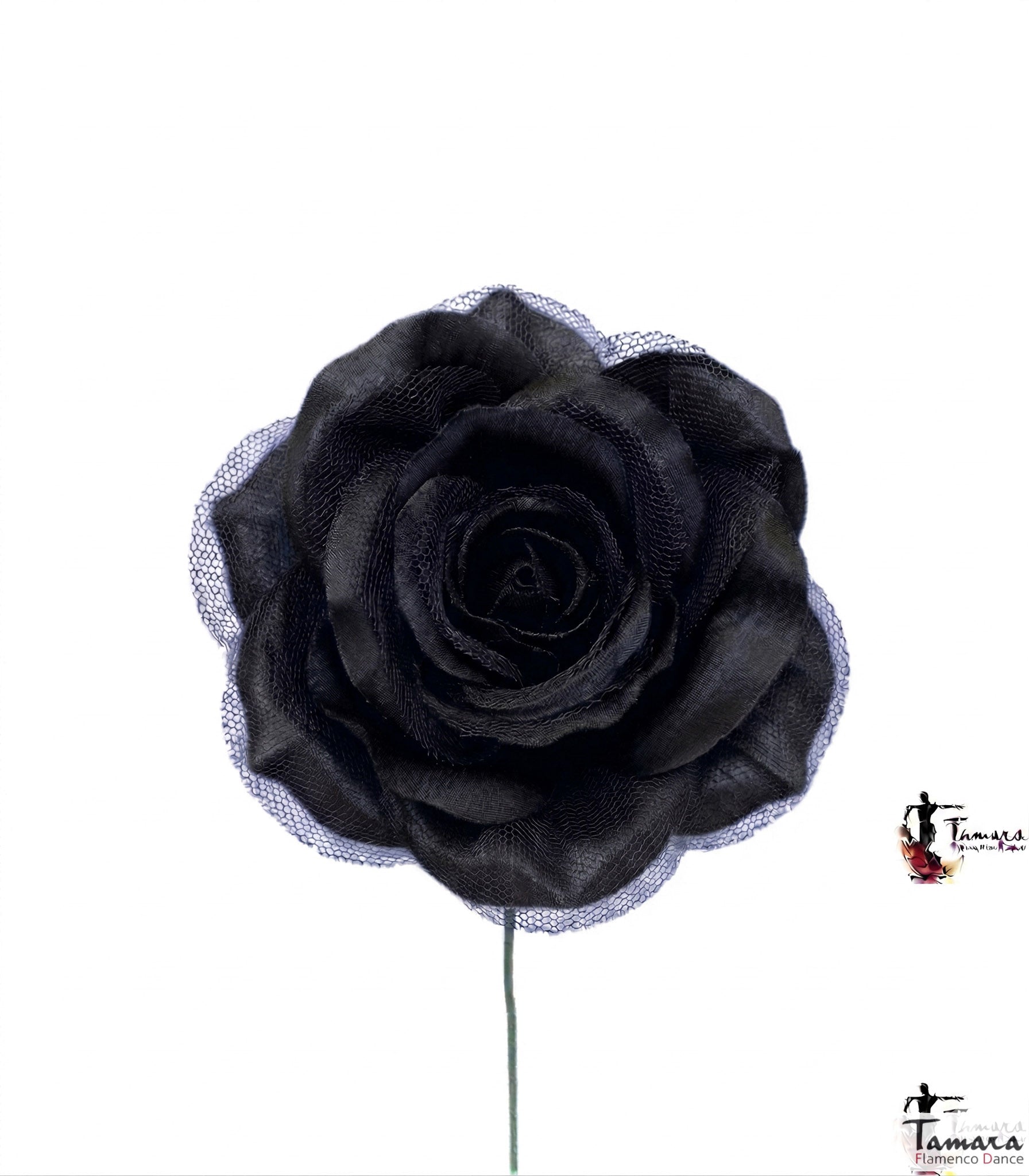 Flor flamenca con Tul - 14 cm Negro
