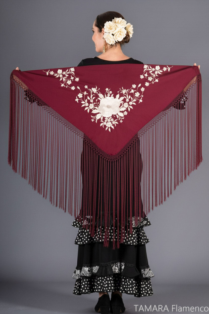 Mantoncillo Toscana - Bordado Marfil Burdeos