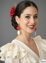 Pendiente Flamenca Artesanía - Fuego ( 9cmx3cm )
