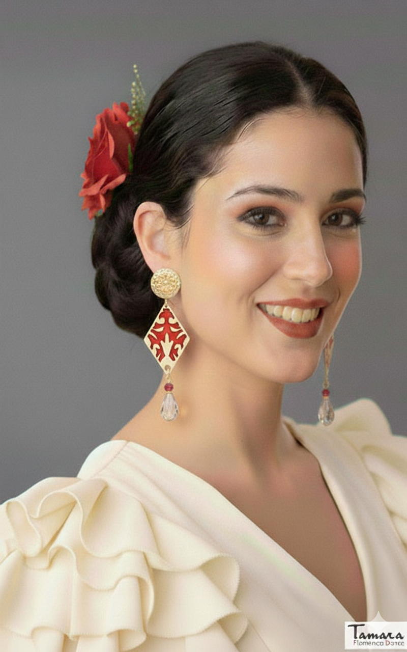 Pendiente Flamenca Artesanía - Embrujo ( 8cmx2.5cm )