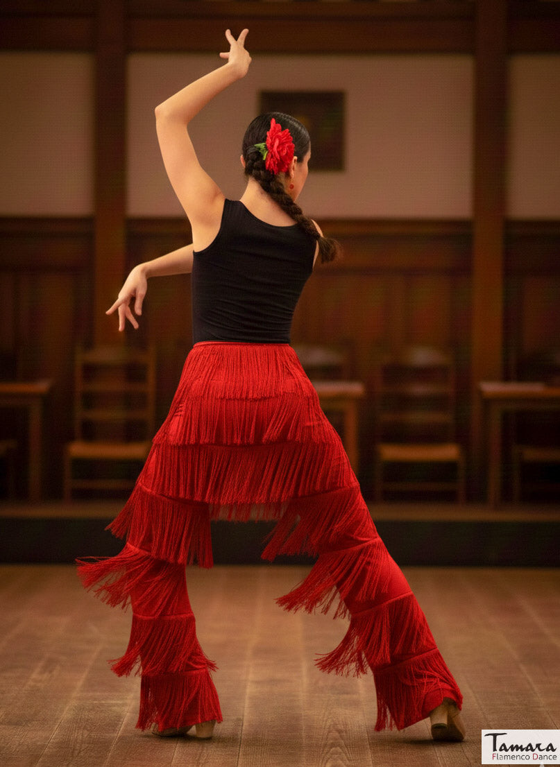 Pantalon flamenco con flecos - Punto elastico