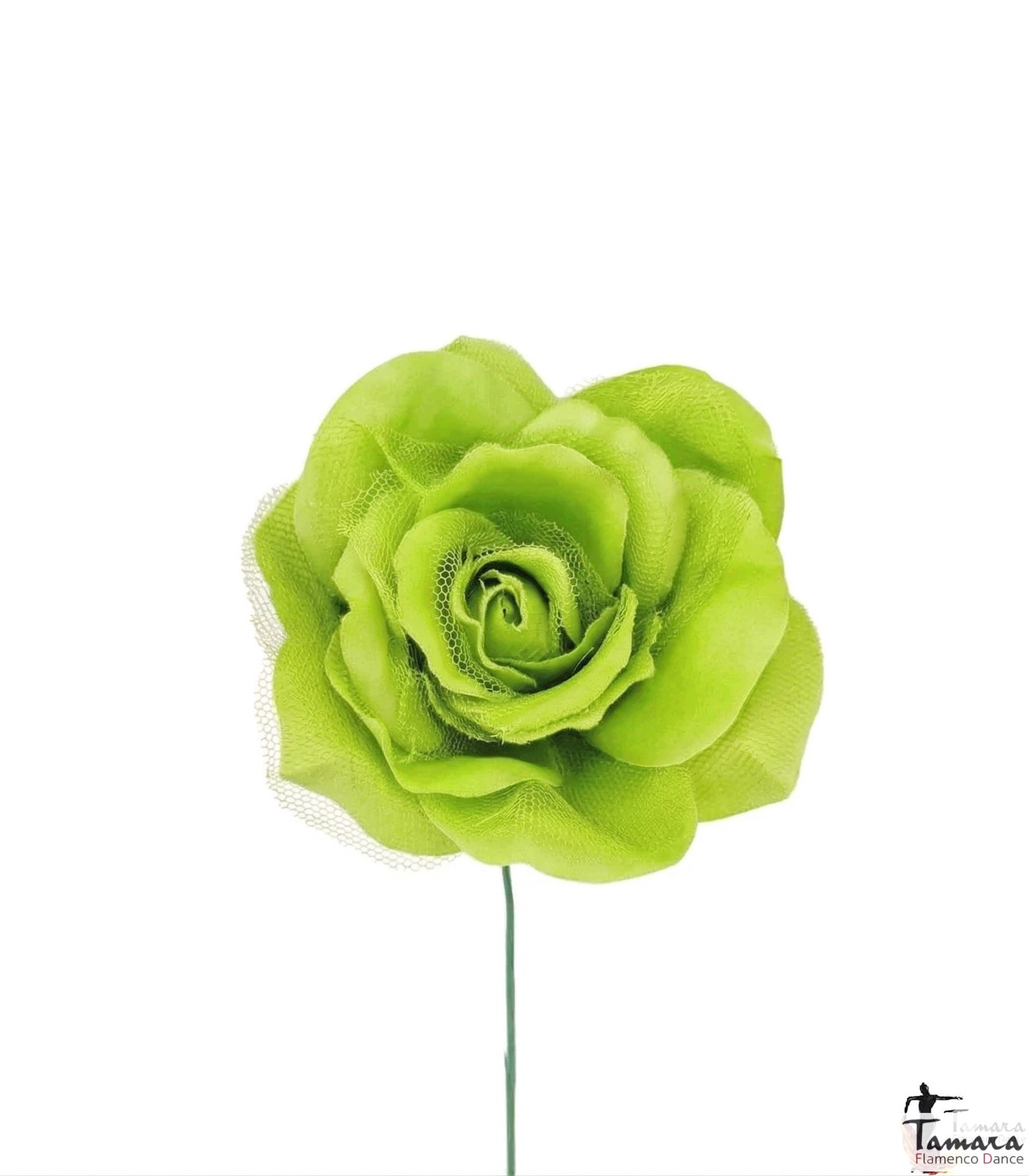 Flor flamenca con Tul - 14 cm Pistacho