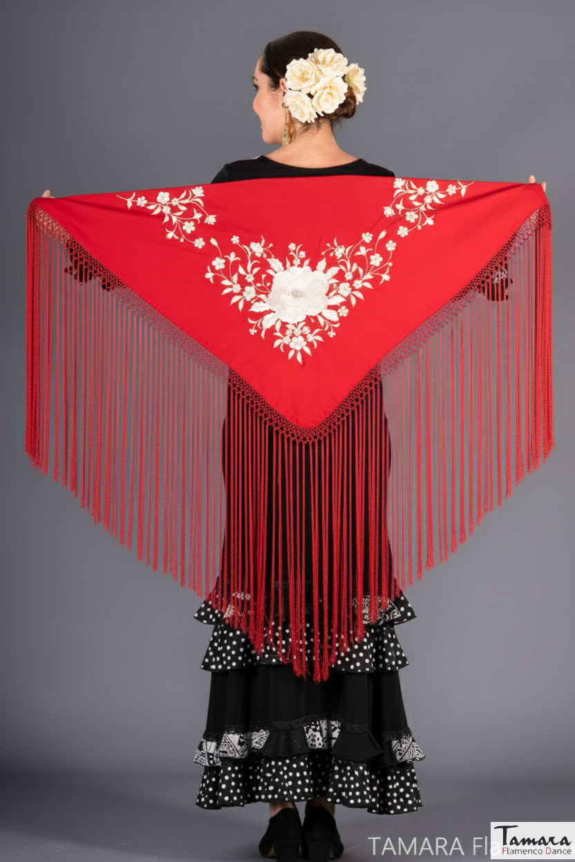 Mantoncillo Toscana - Bordado Marfil Rojo