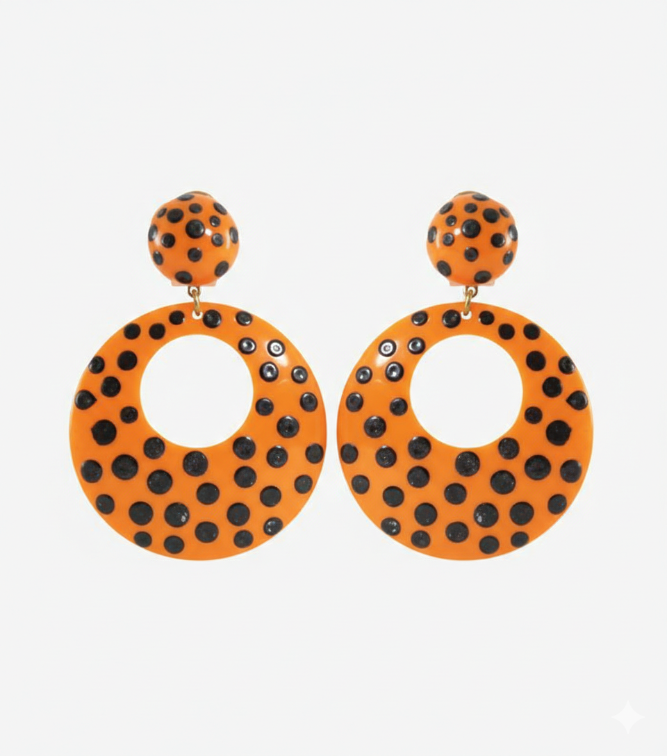 Pendientes flamencos - Lunares Negros 5.5 cm Naranja