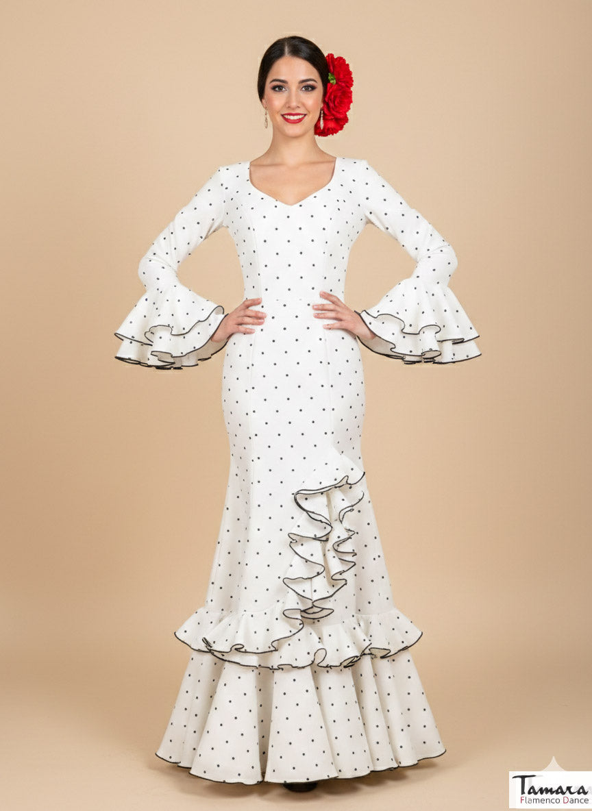 Traje de flamenca Jazmin lunares blancos