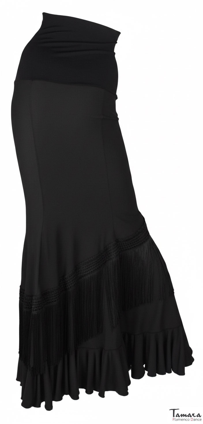 Falda flamenco con flecos Farruca Negro