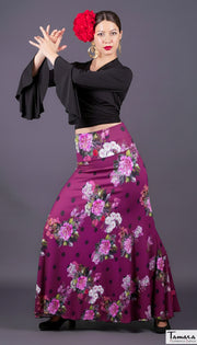 Falda flamenco Tablao - Punto elástico Estampado Cardenal