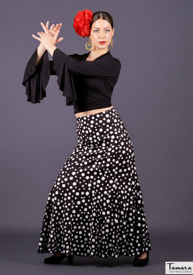 Tablao - Punto elástico Negro Lunares Blancos