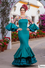 Traje de flamenca Jade aguamarina