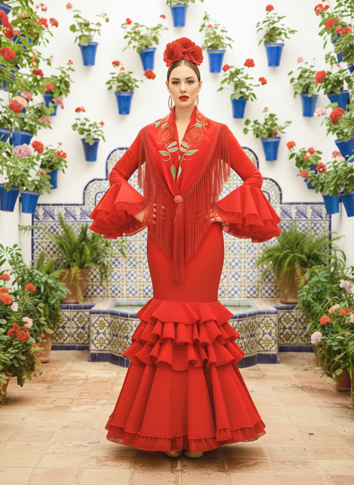 Traje de flamenca Clavellina Rojo