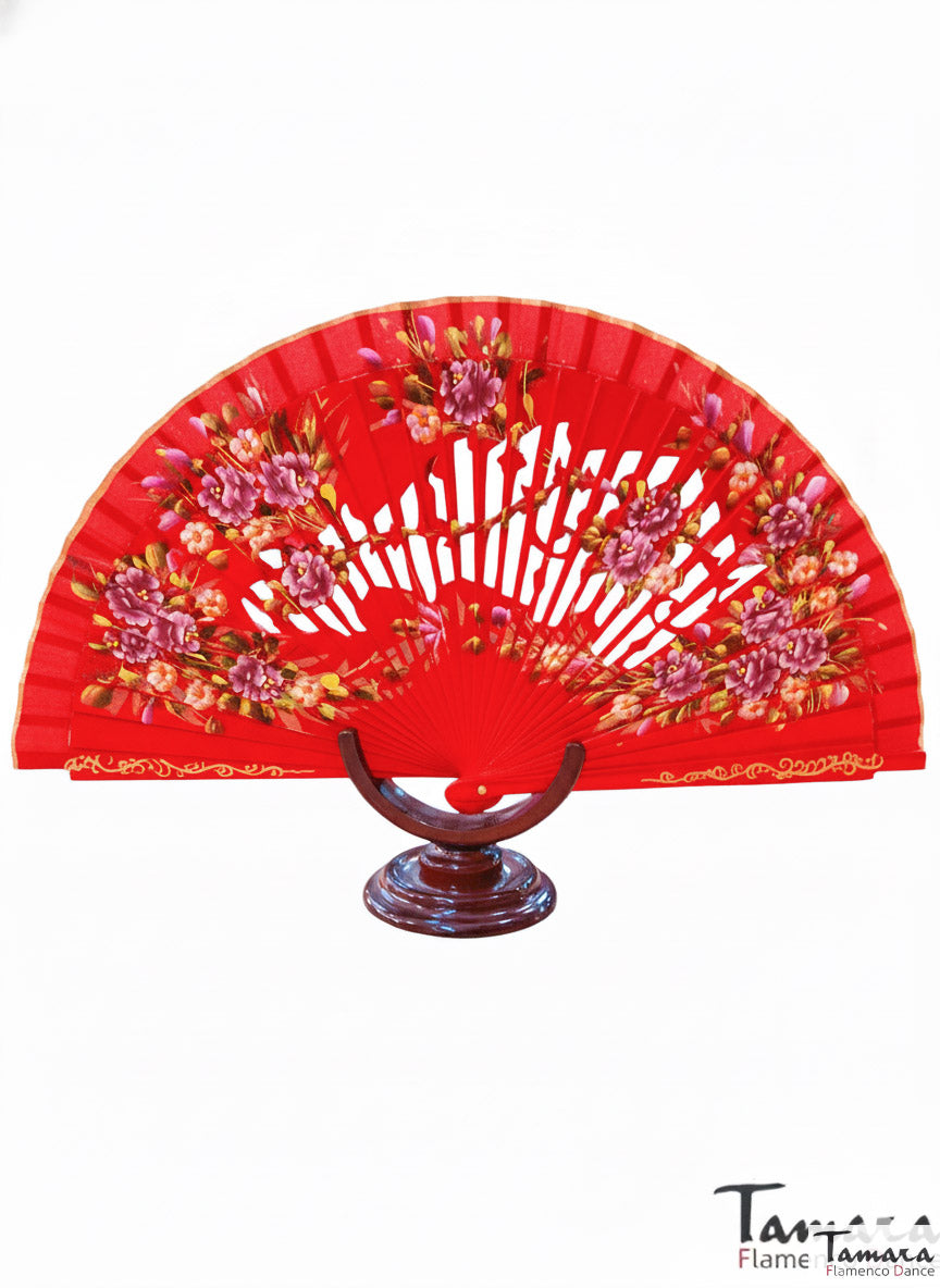 Abanico español pintado (23 cm) - Diseño 2 Rojo