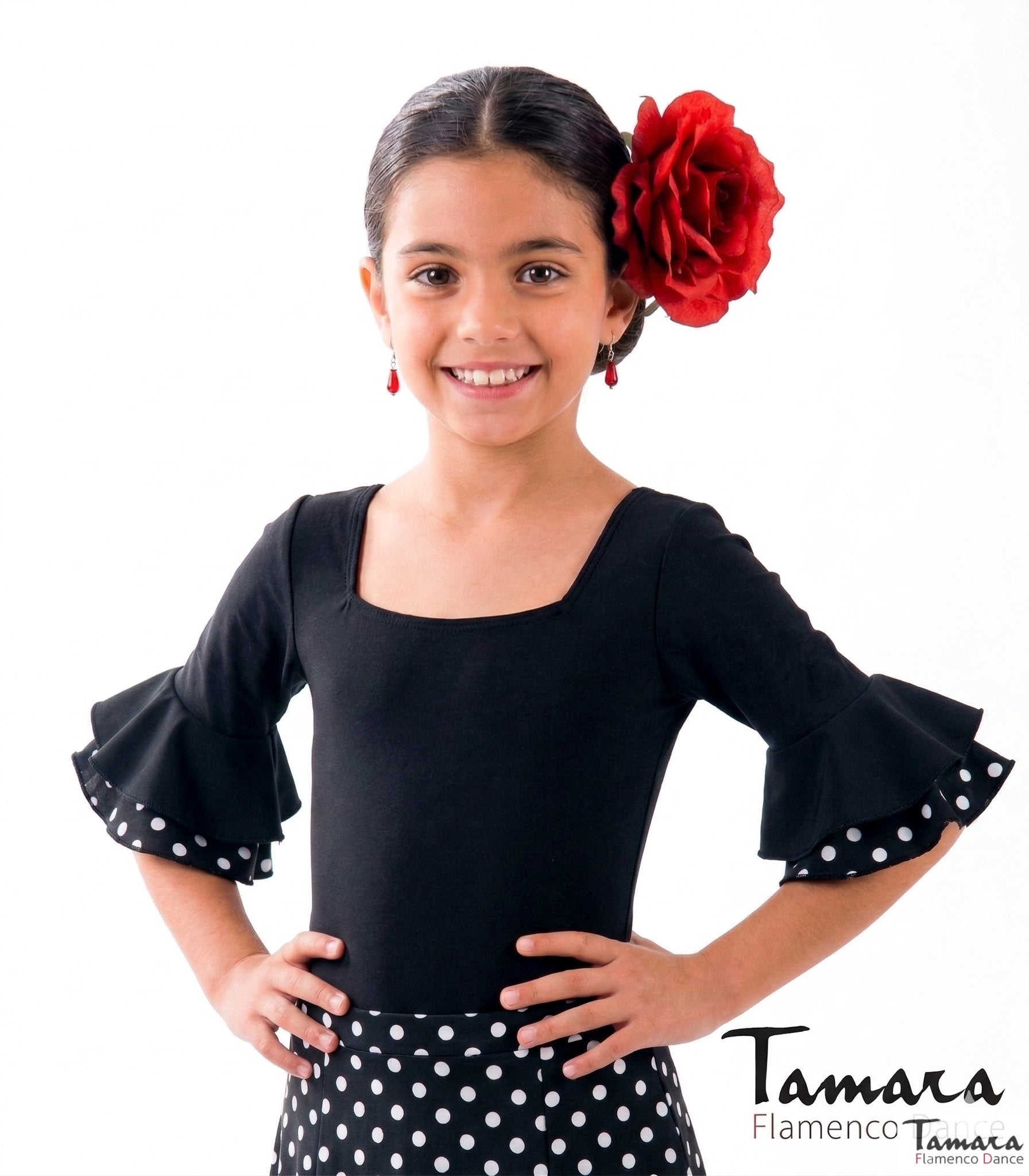 Jaleo Lunares niña - Lycra Negro lunar blanco