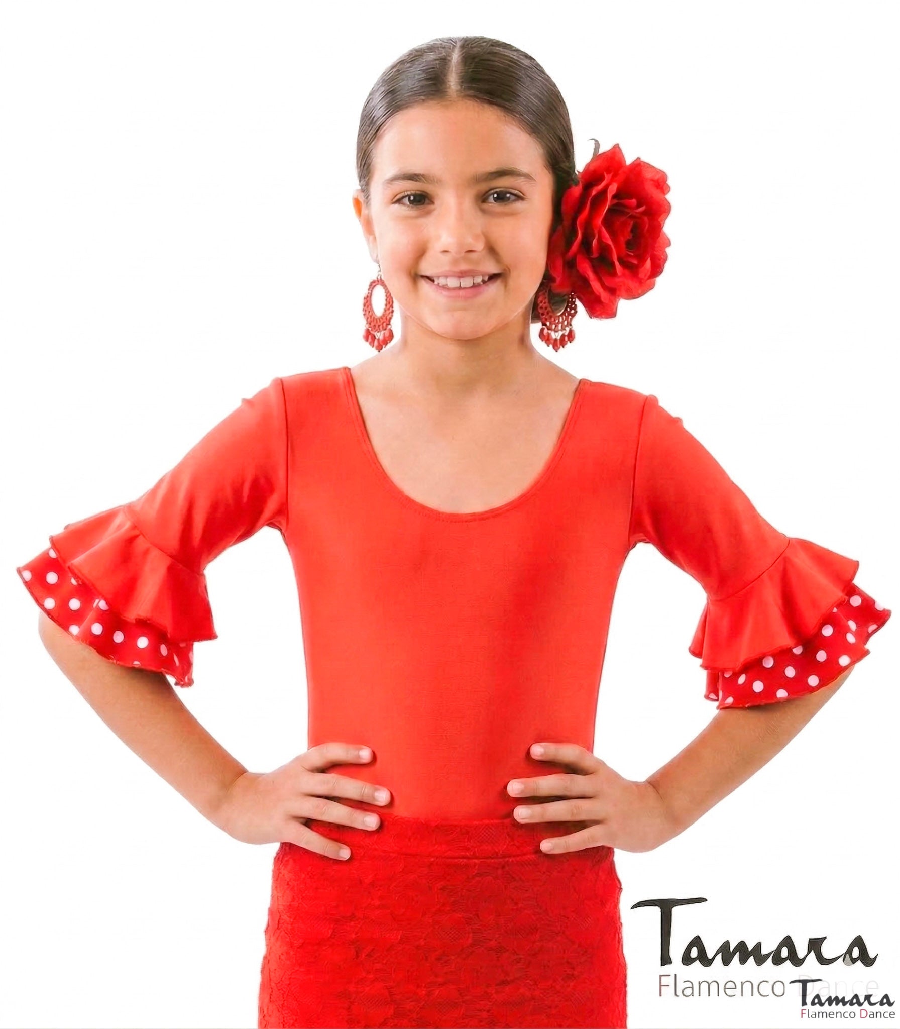 Jaleo Lunares niña - Lycra Rojo lunar blanco