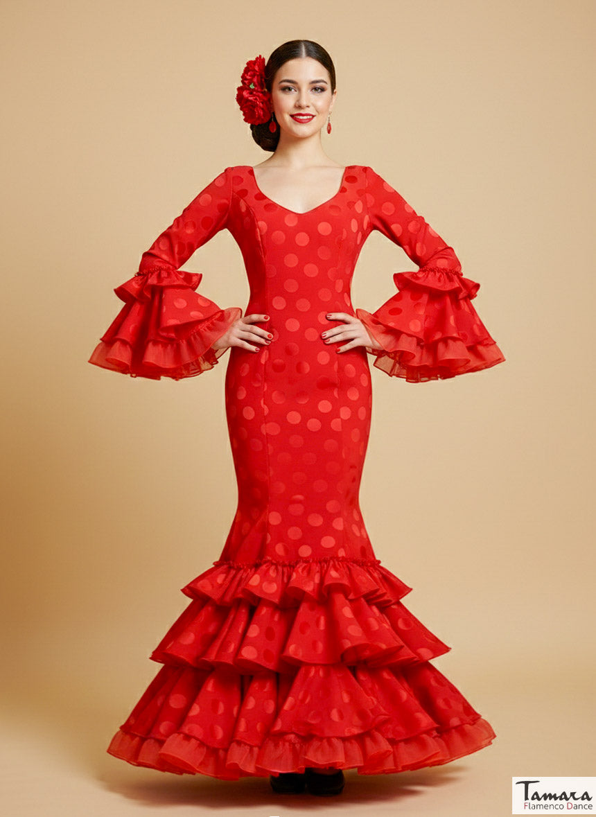 Traje de flamenca Julia Rojo lunares