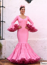 Traje de flamenca Pureza rosa lunares rosas