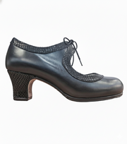 Zapatos de flamenco Tiento piel/serpiente Negro Piel y Serpiente