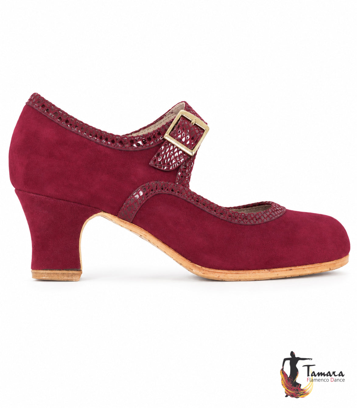 Zapato flamenco Triana ante/serpiente carrete 6 cm ( Talla 37.5)