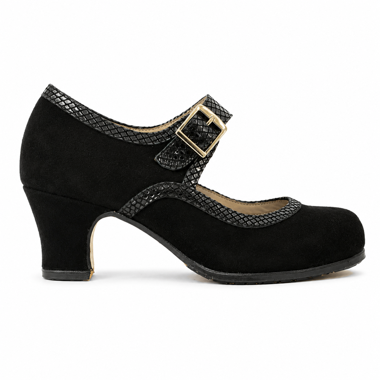 Triana flamenco shoes, suede/snake reel, 6 cm