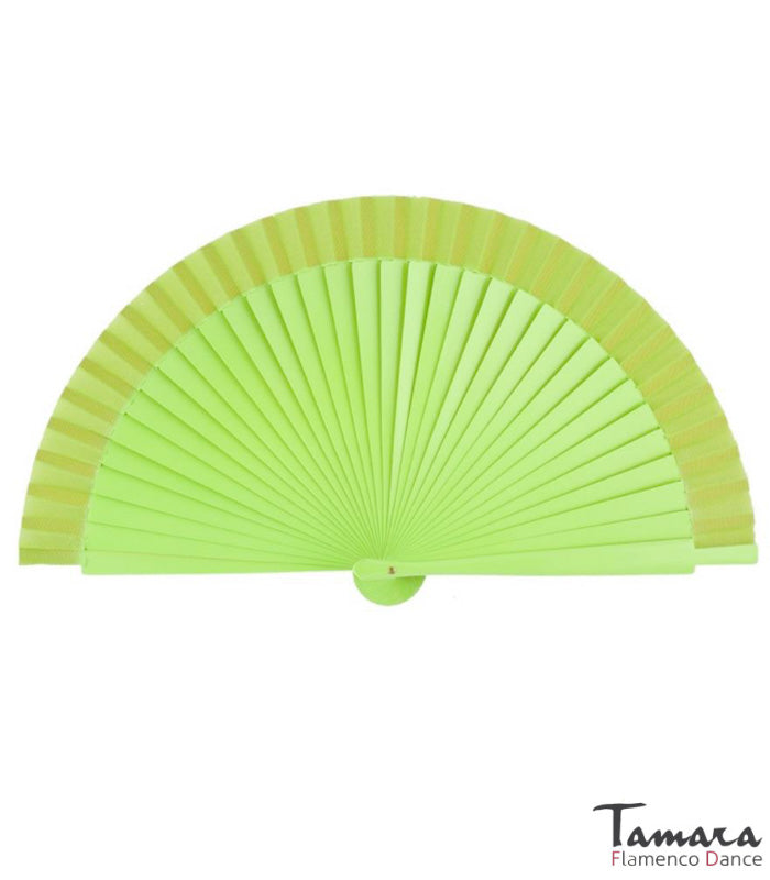 Abanico flamenco (19 cm) - Lunares blancos pintado a mano Pistacho