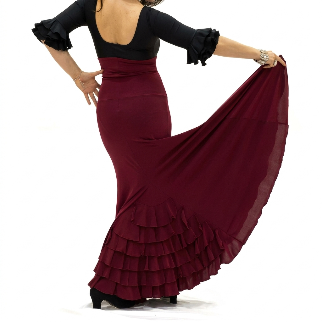 Falda flamenco Almería - Punto elástico Burdeos