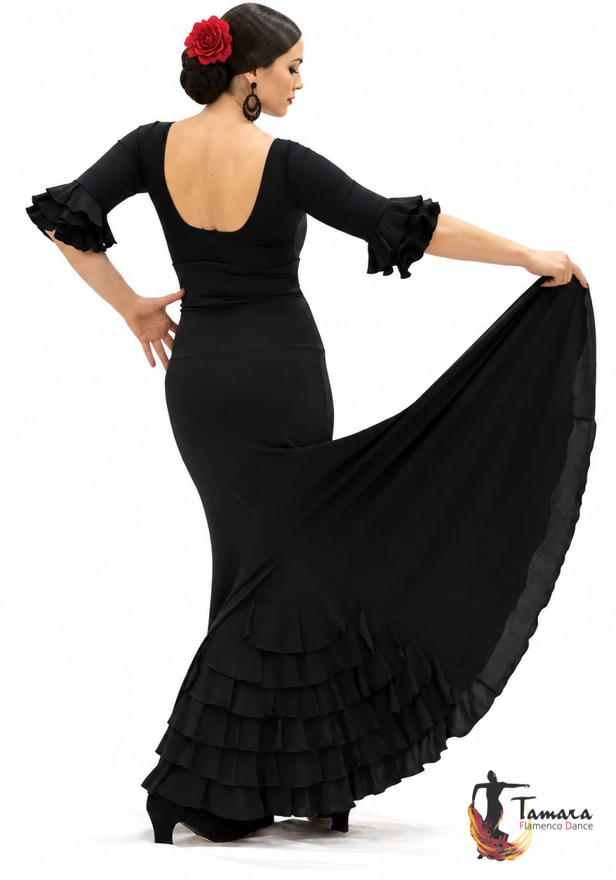 Falda flamenco Almería - Punto elástico Negro