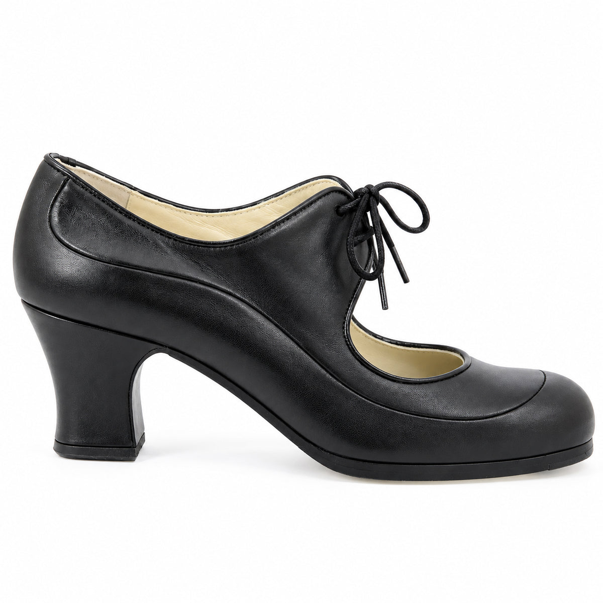 Zapato flamenco Angelito Negro Carrete 6cm