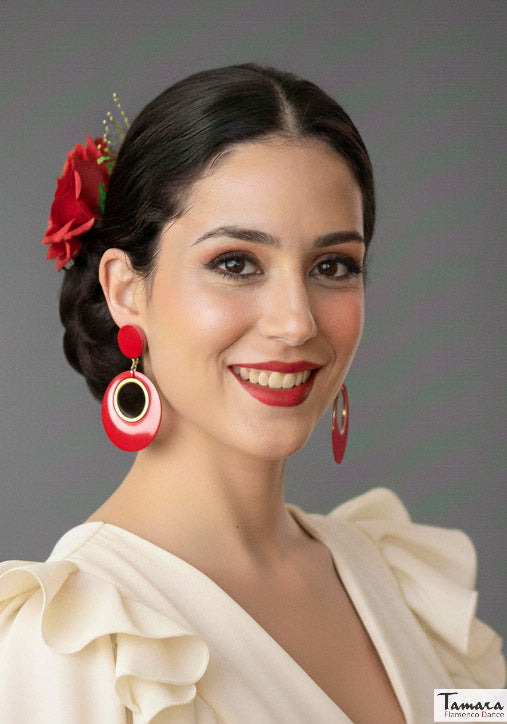 Pendiente Flamenca Artesanía - Argolla Bravia ( 5.5cmx4cm )