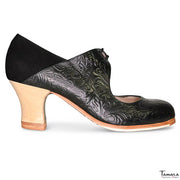 Zapatos de flamenco Arty Negro Carrete 6cm Madera Clara