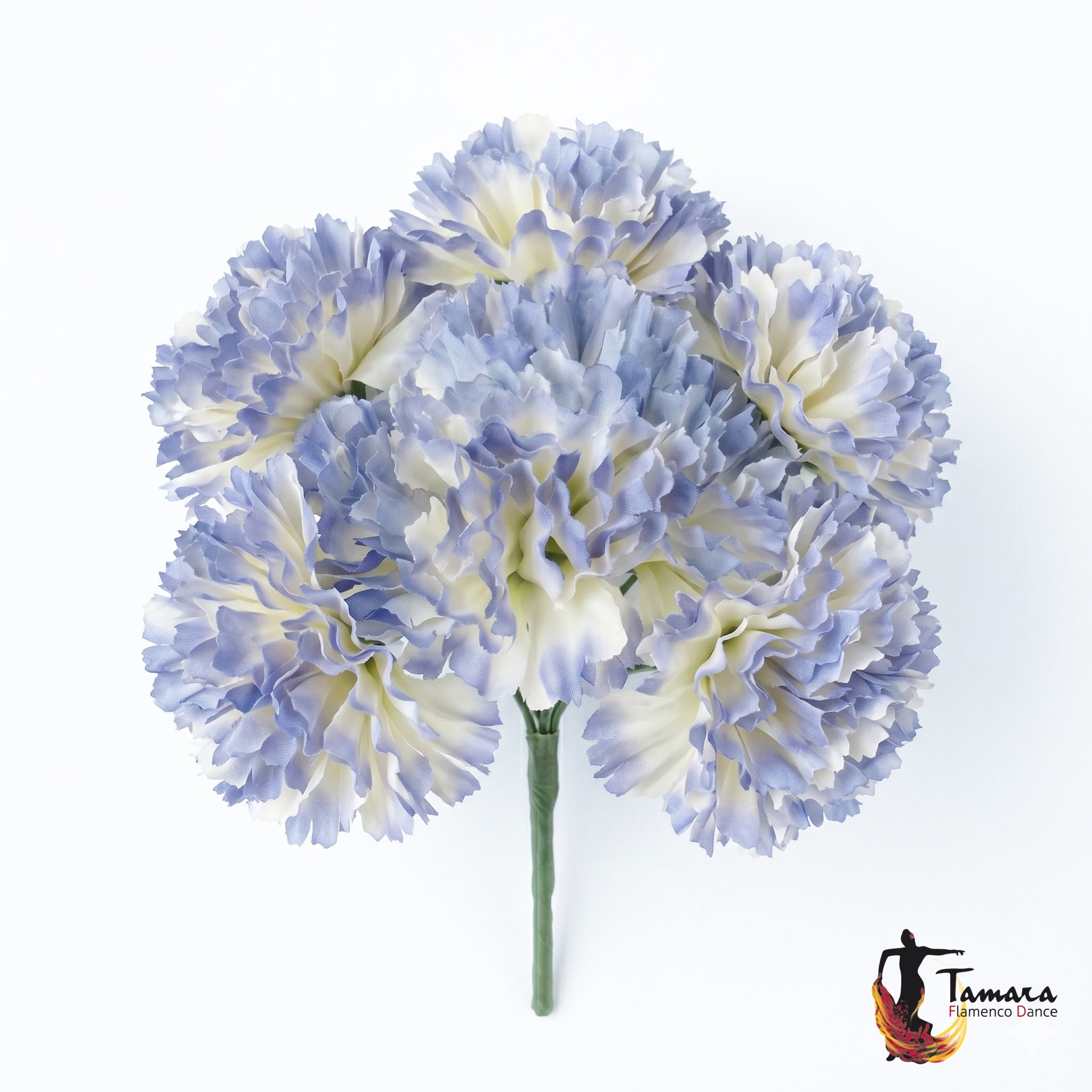 Ramillete 8 claveles Flamenca Azul