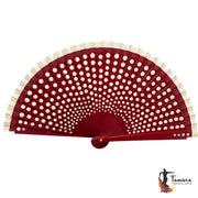 Abanico flamenco (19 cm) - Lunares beig pintado a mano
