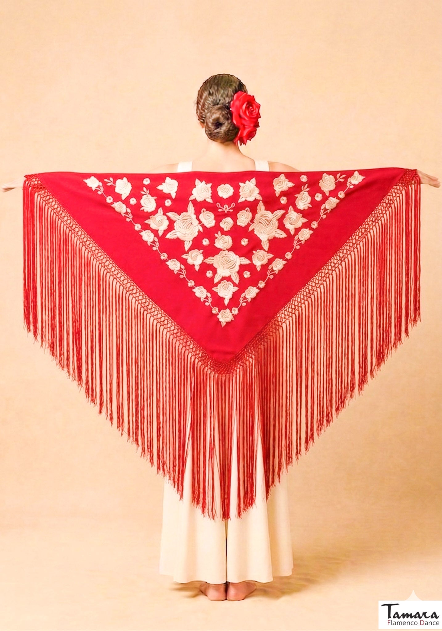 Mantoncillo Verona - Bordado Beige Rojo
