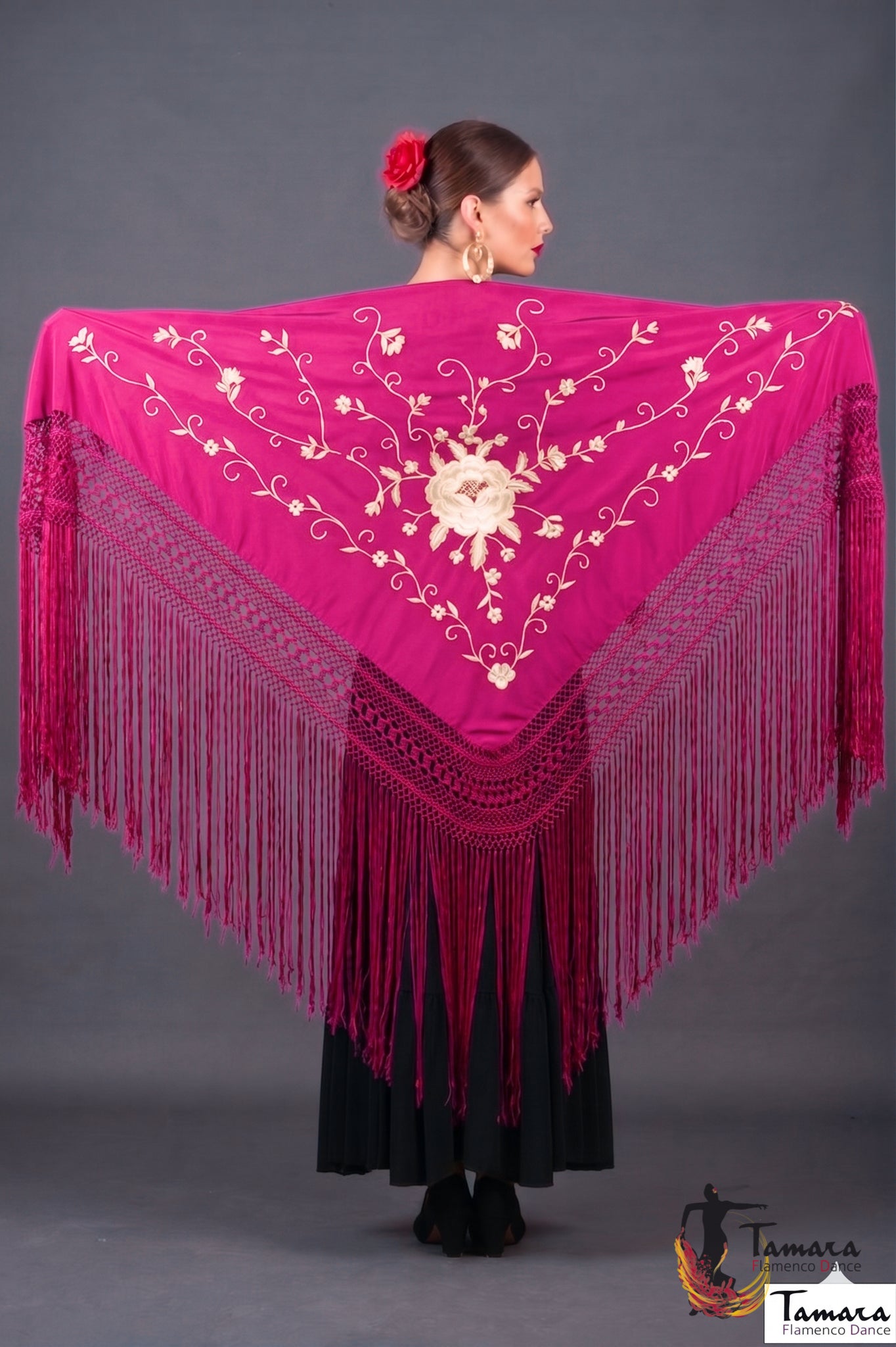 Manton Roma - Bordado Beig Fuxia