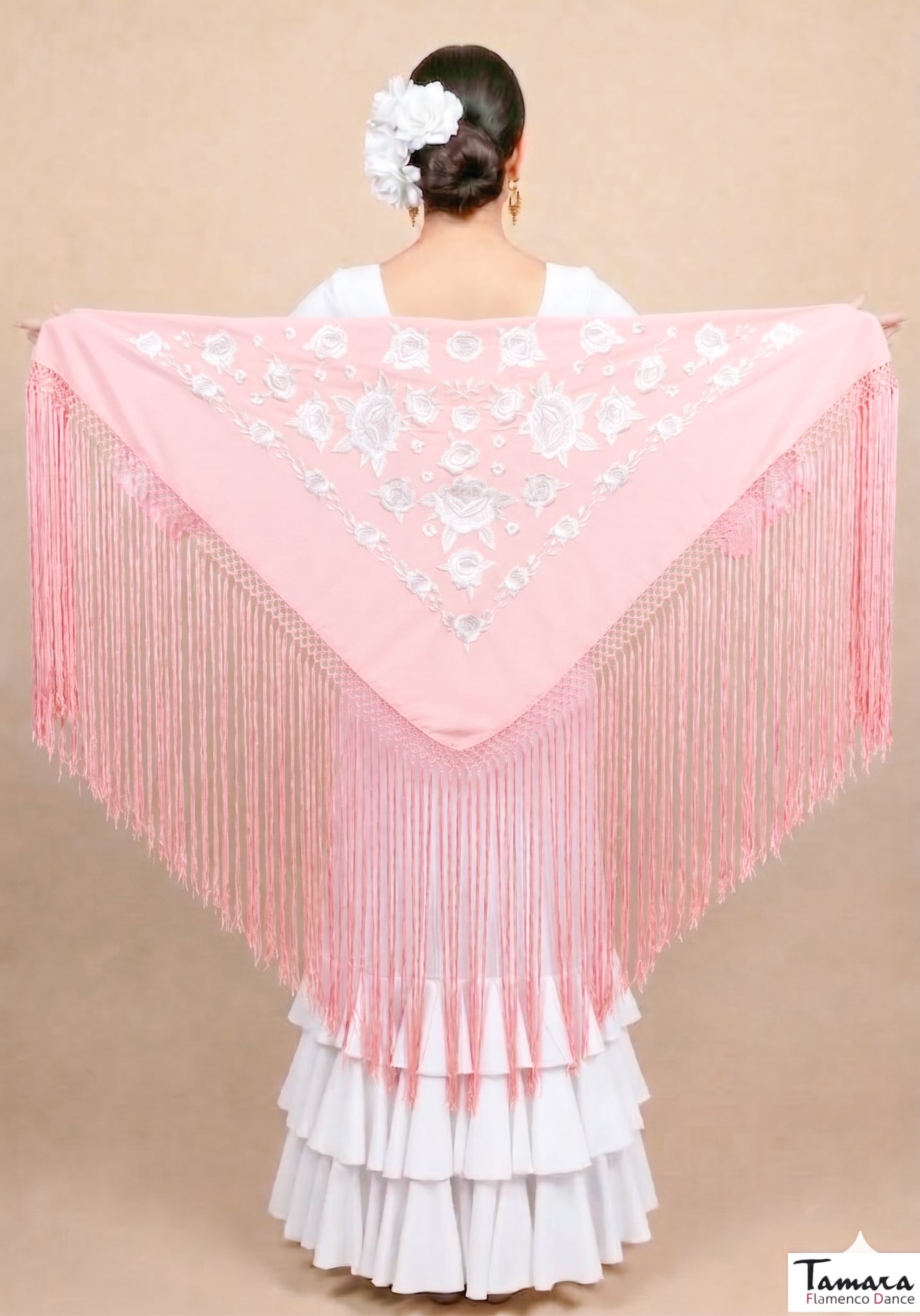 Mantoncillo Verona - Bordado Blanco Rosa